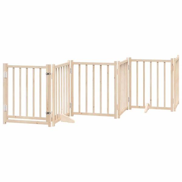 vidaXL Dog Gate with Door Foldable 15 Panels 750 cm Poplar Wood