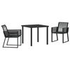 vidaXL Garden Dining Set 3 pcs Black Powder-Coated Steel