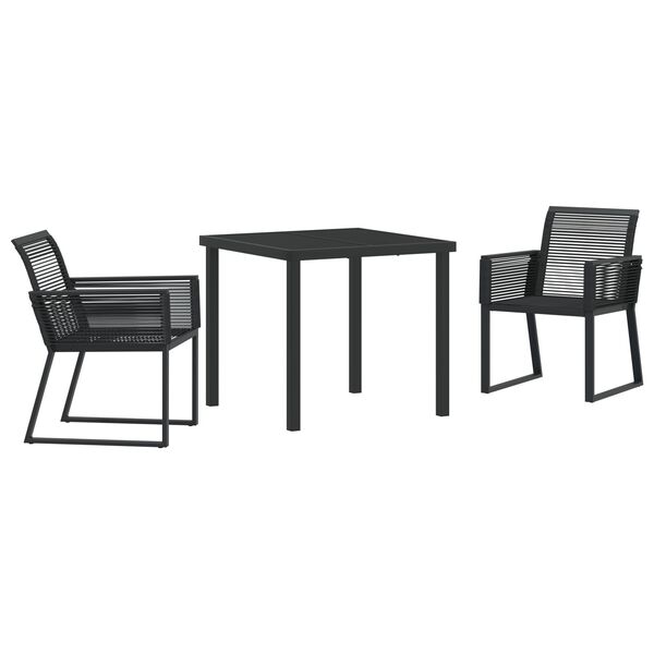 vidaXL Garden Dining Set 3 pcs Black Powder-Coated Steel