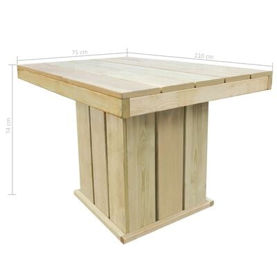 vidaXL Garden Table 110x75x74 cm Impregnated Pinewood