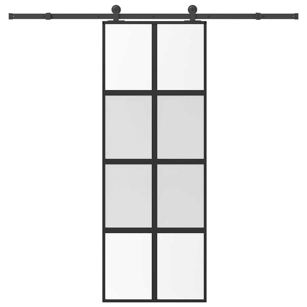 vidaXL Sliding Door with Hardware Set 76x205 cm Tempered Glass&Aluminium