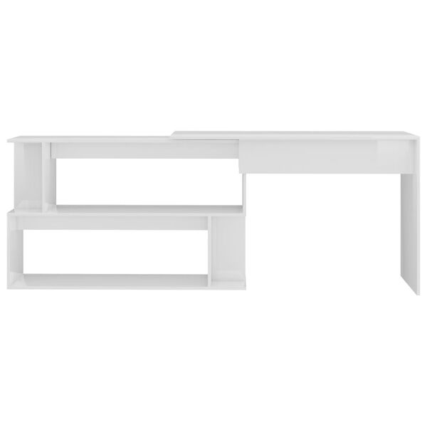 vidaXL Corner Desk High Gloss White 200x50x76 cm Engineered Wood