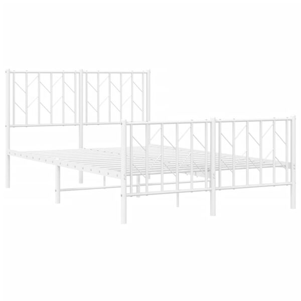 vidaXL Metal Bed Frame without Mattress with Footboard&nbsp;White 120x190cm