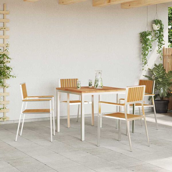 vidaXL Outdoor Dining Set 5 pcs Brown Solid Teak Wood