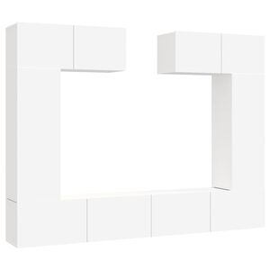 vidaXL 6 Piece TV Cabinet Set White Engineered Wood