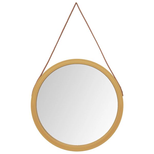 vidaXL Wall Mirror with Strap Gold &Oslash; 55 cm