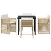 vidaXL Garden Dining Set 5 pcs Beige Poly Rattan