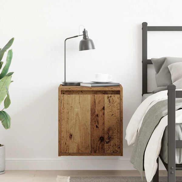 vidaXL Wall-Mounted Bedside Cabinet Old Wood 38x34x40 cm