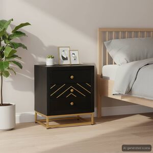 vidaXL Bedside Cabinet Black and Gold 40x30x50 cm Solid Mango Wood