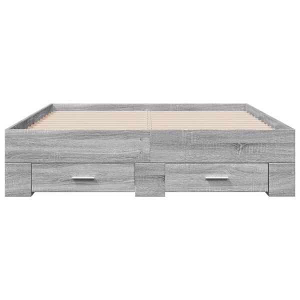 vidaXL Bed Frame with Drawers without Mattress Grey Sonoma 140x190 cm