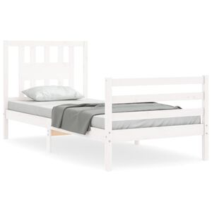 vidaXL Bed Frame without Mattress White Single Solid Wood