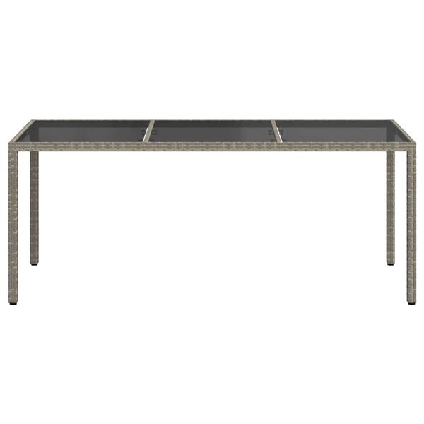 vidaXL Garden Table Grey 190x90x75 cm Tempered Glass and Poly Rattan