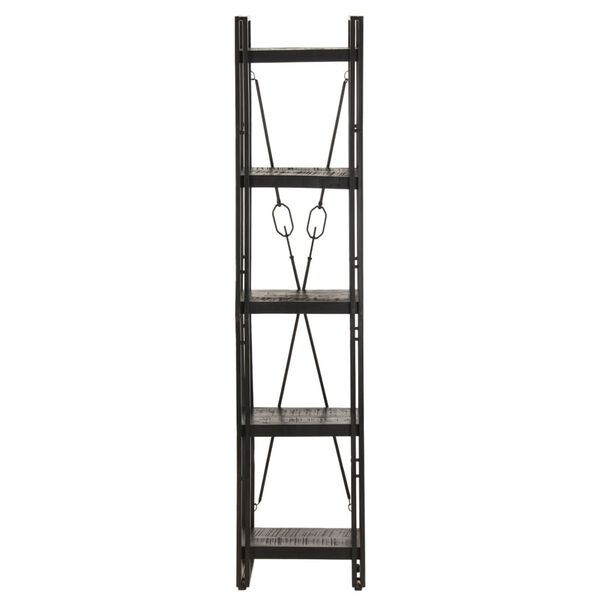 vidaXL 5-Tier Bookcase Black 40x30x180 cm Solid Mango Wood