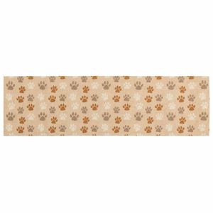 vidaXL Kitchen Rug Beige Paws 150 x 45 cm 100% Polyamide Washable