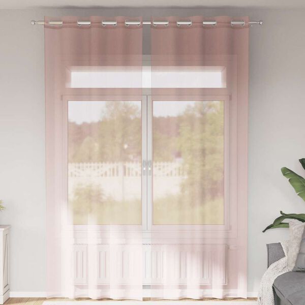 vidaXL Voile Curtains with Grommets 2 pcs Light Pink 140x300 cm