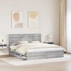 vidaXL Bed Frame with Drawer Grey Sonoma 200 x 200 cm Engineer Wood