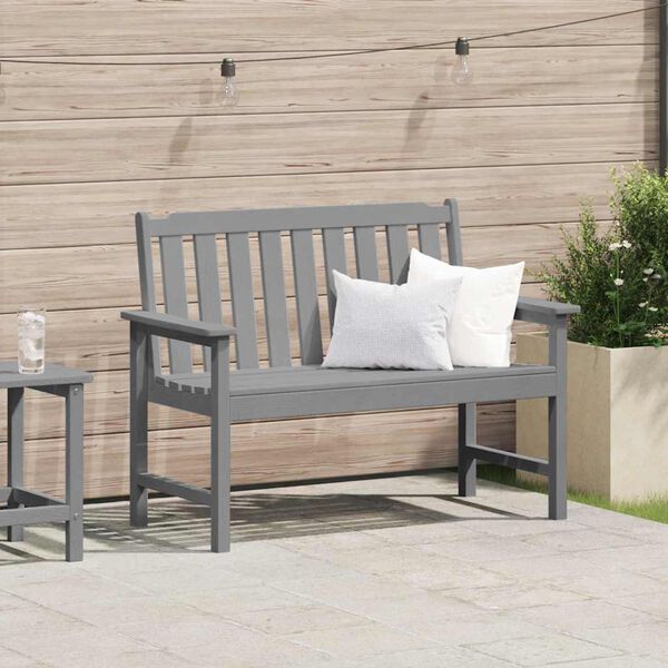 vidaXL Garden Bench with Cushion Light Grey 120 x 59 x 88cm HDPE