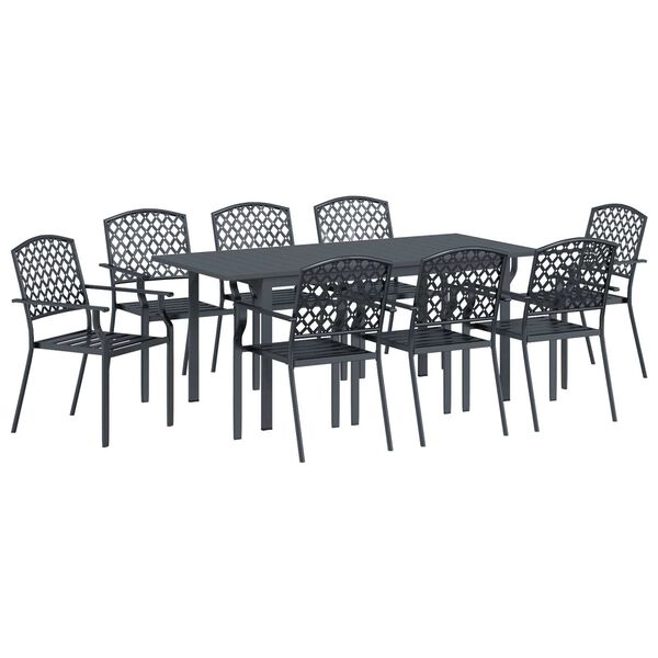 vidaXL Garden Dining Set 9 pcs Anthracite Powder-coated Steel