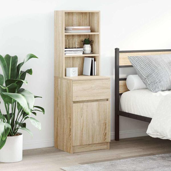 vidaXL Bedside Cabinet Sonoma Oak 39x35x125 cm Engineered Wood