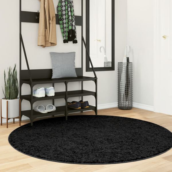 vidaXL Rug OVIEDO Short Pile Black &Oslash; 160 cm