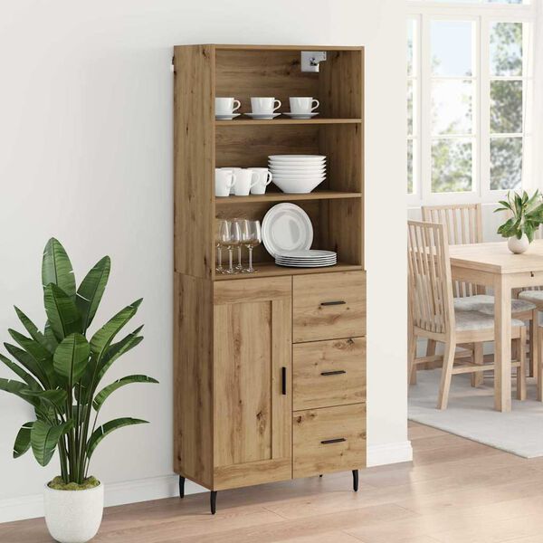 vidaXL Highboard with Drawer Artisan Oak 69.5 x 34 x 180 cm