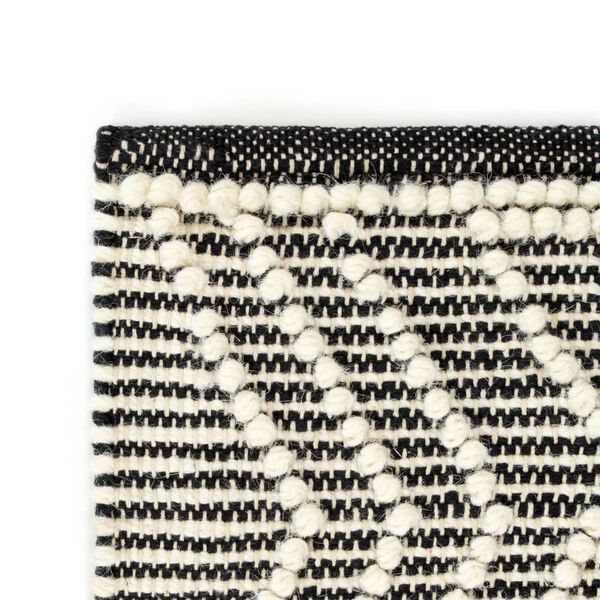 vidaXL Rug Handwoven Wool 160x230 cm Black/White