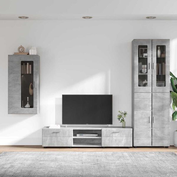 vidaXL TV Cabinet Set with Drawer FLORIN Concrete Grey Engineered Wood
