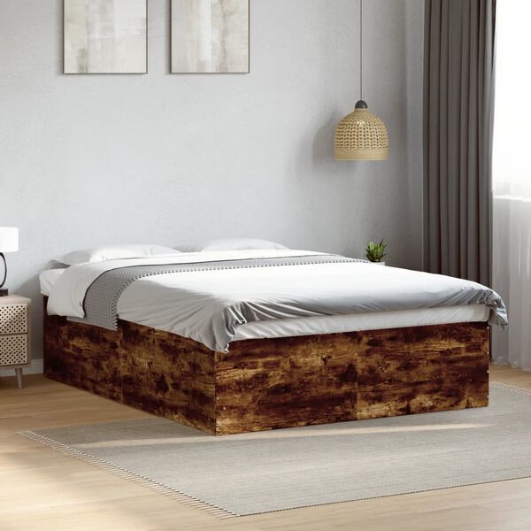 vidaXL Bed Frame without Mattress Smoked Oak 160x200 cm