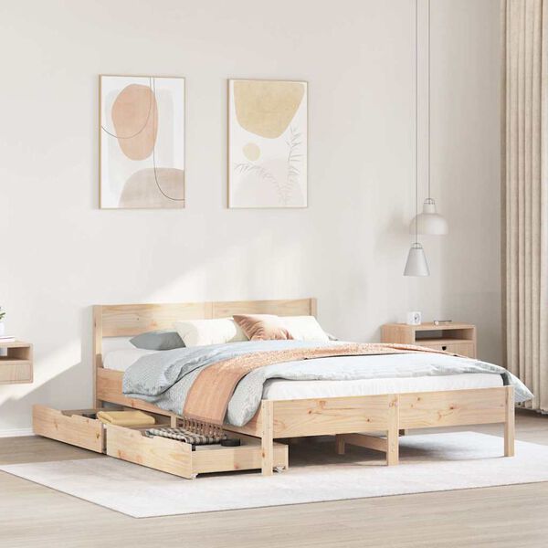 vidaXL Bed Frame without Mattress 140x190 cm Solid Wood Pine