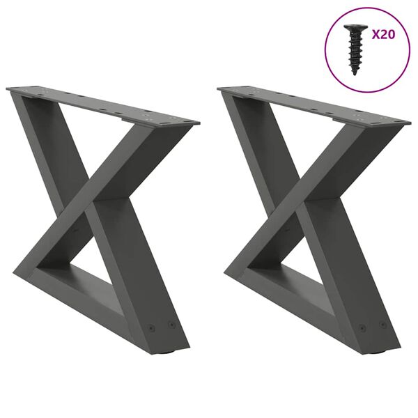 vidaXL Coffee Table Legs 2 pcs Anthracite 60x(30-31.3) cm Steel
