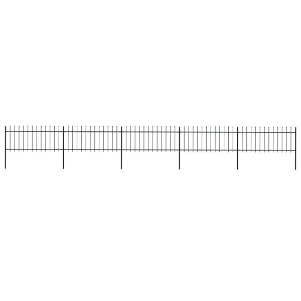 vidaXL Garden Fence with Spear Top Steel 892.5x80 cm Black