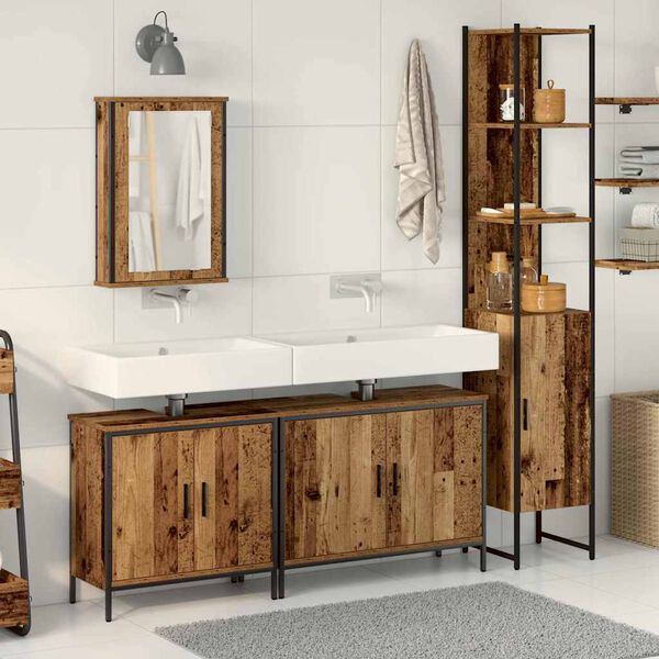 vidaXL Bathroom Furniture Set with Shelf 4 pcs Brown Engineered wood