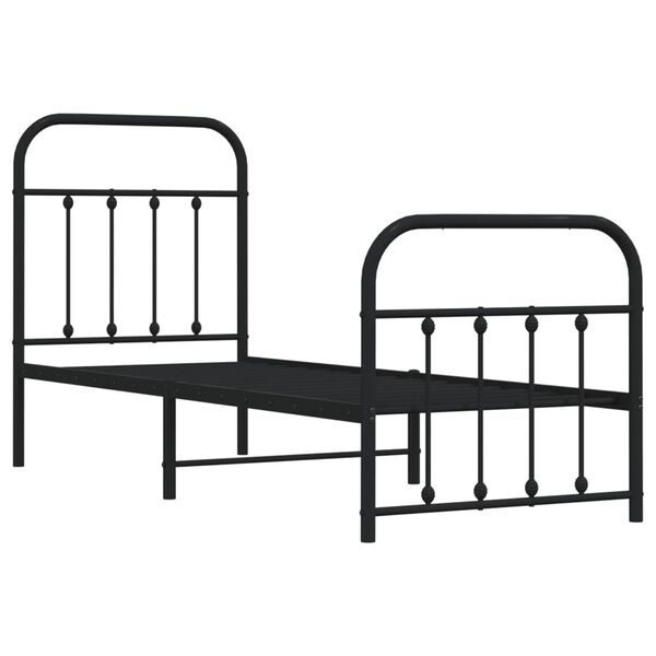 vidaXL Metal Bed Frame without Mattress with Footboard Black 75x190cm