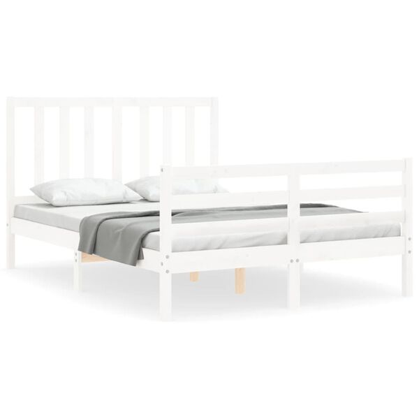 vidaXL Bed Frame without Mattress White 140x200 cm Solid Wood Pine