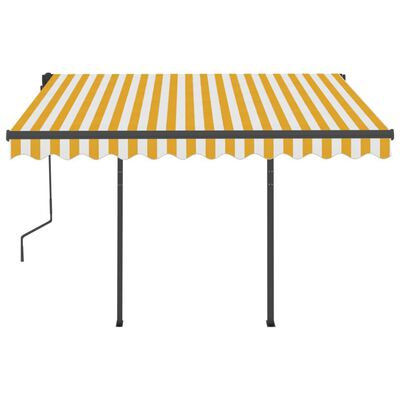 vidaXL Manual Retractable Awning with LED 3.5x2.5 m Yellow and White