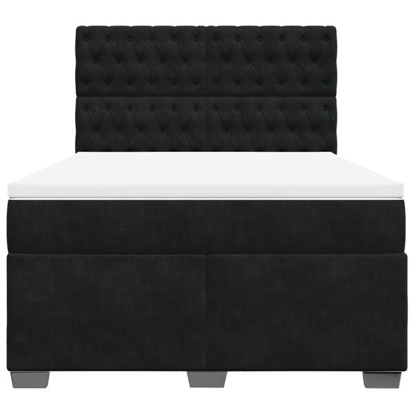 vidaXL Box Spring Bed with Mattress Black 140x190 cm Velvet