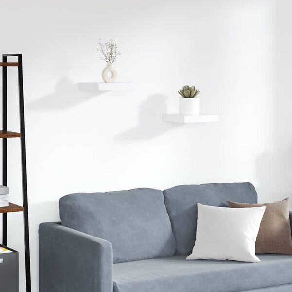 vidaXL Floating Wall Shelves 2 pcs White 23x23.5x3.8 cm MDF