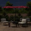 vidaXL Double-Head Garden Parasol with LEDs Bordeaux Red 316x145 cm