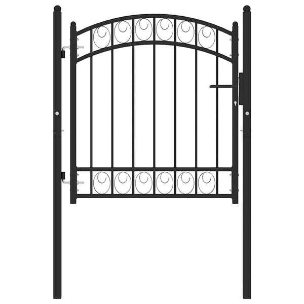 vidaXL Fence Gate with Arched Top Steel 100x86 cm Black