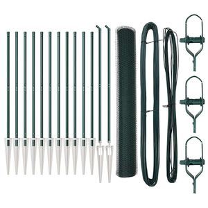 vidaXL Hexagonal Fence with Post 25 x 1.4 m PVC-Coated Steel Green