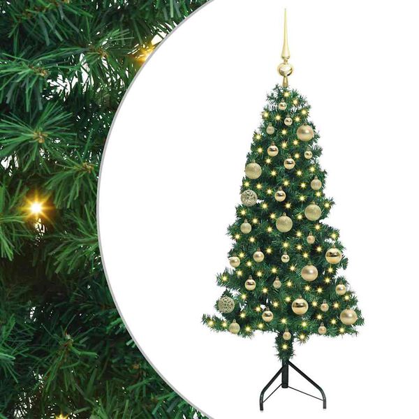 vidaXL Corner Artificial Christmas Tree Green 120 cm PVC and Metal