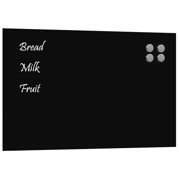 vidaXL Wall-mounted Magnetic Board Black 80x50 cm Tempered Glass