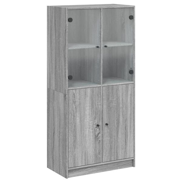 vidaXL Highboard with Doors Grey Sonoma 68x37x142 cm Engineered Wood