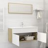 vidaXL Bathroom Furniture Set White and Sonoma Oak Engineered Wood