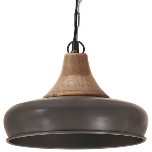 vidaXL Industrial Hanging Lamp Grey Iron & Solid Wood 26 cm E27