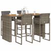 vidaXL 5 Piece Garden Bar Set with Cushions Grey Poly Rattan Acacia