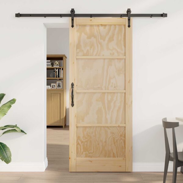 vidaXL Sliding Door ORKDAL Natural and Black 83 x 202 cm