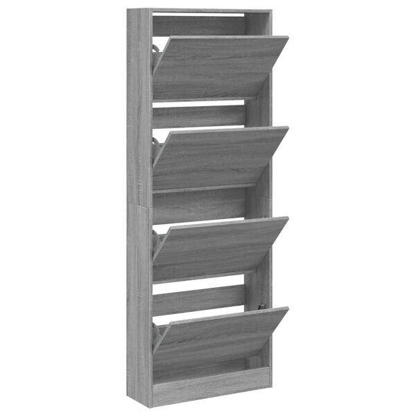 vidaXL Shoe Cabinet Grey Sonoma 60x21x163.5 cm Engineered Wood