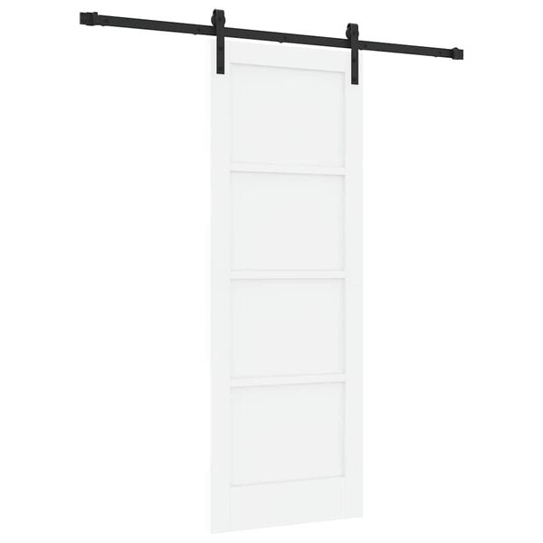 vidaXL Sliding Door White and Black 73.5 x 198.5 cm Solid Pine Wood