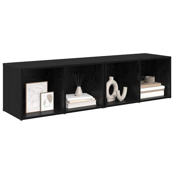 vidaXL TV Cabinet Set 2 pcs Black Oak 37 x 35 x 72 cm Engineered Wood